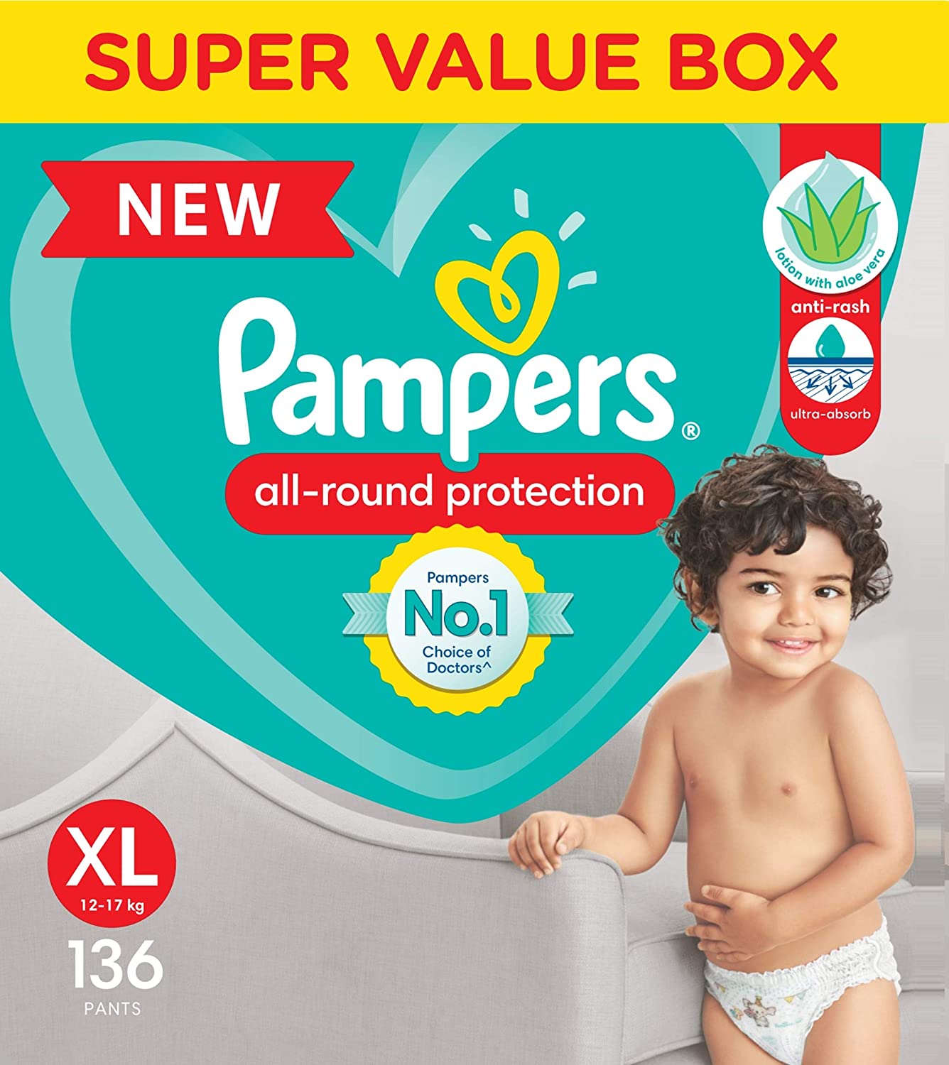 Pampers Large Size Diapers Pants (128 Count) Rs.1079 - Amazon